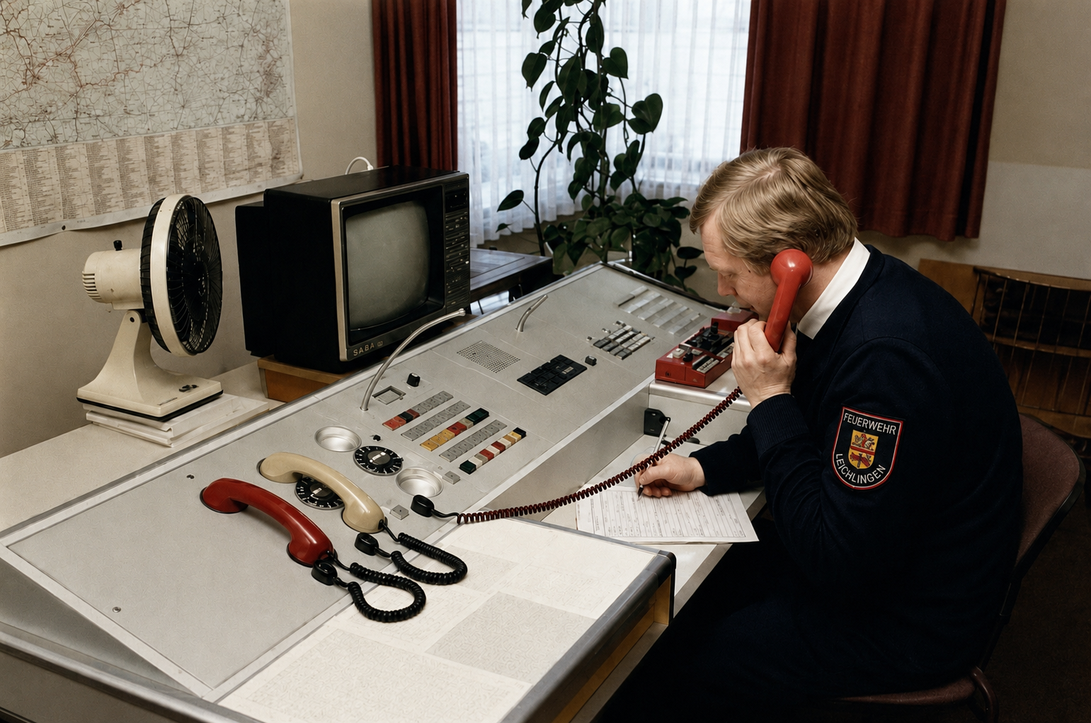 Einsatzzentrale Florian Berga 4 im Jahr 1988